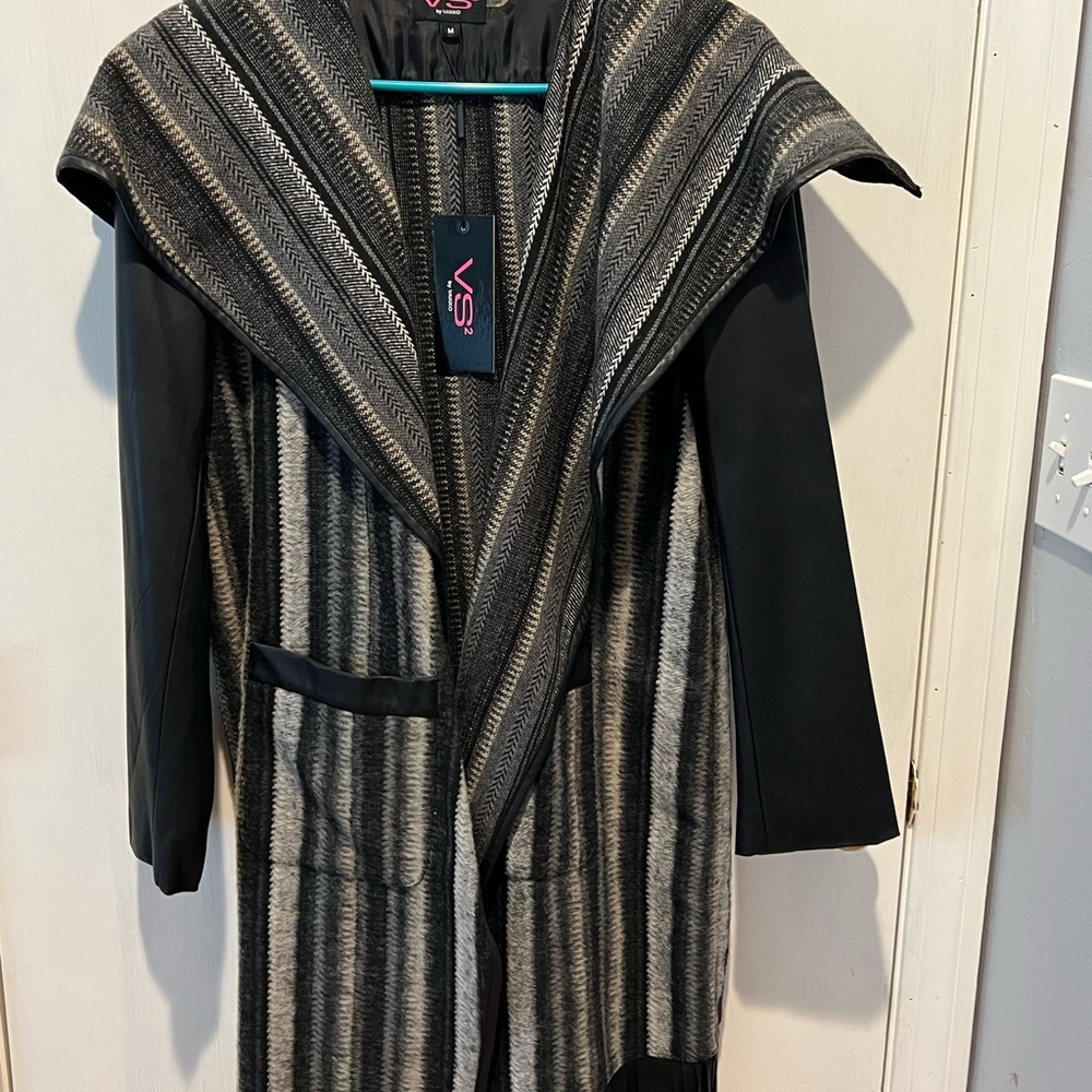 VS Black and Gray Striped Coat